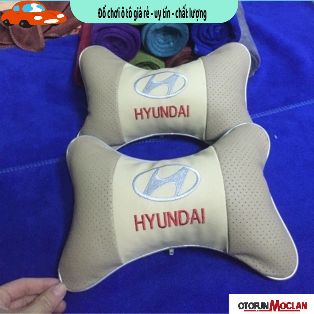 Xả kho bộ 2 gối tựa đầu xe hyundai màu kem - gối kê cổ