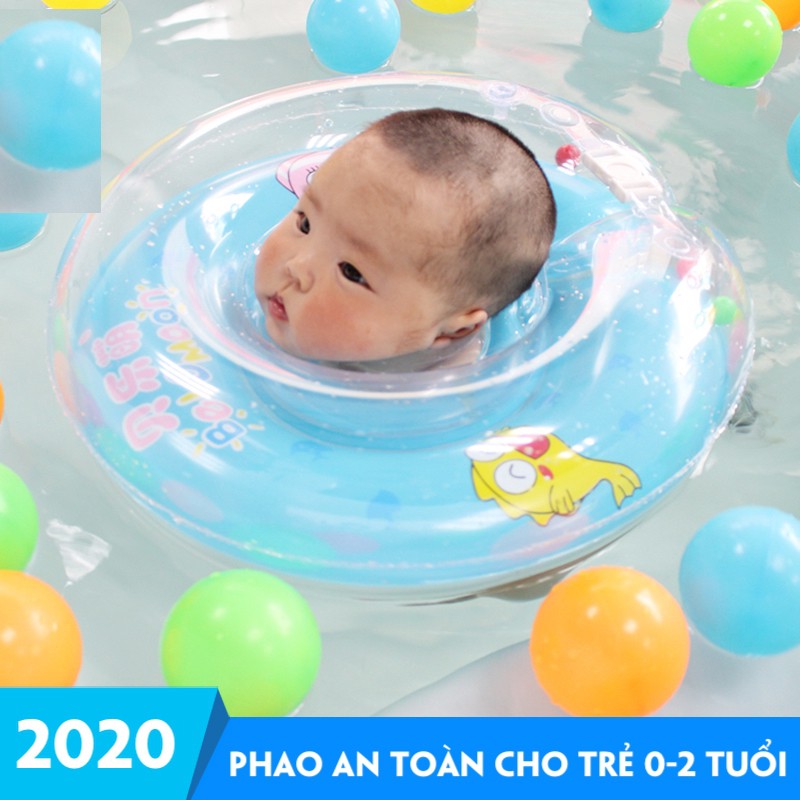 Vòng cổ bơi em bé 0-2 tuổi - Phao bơi bơm hơi cho bé sơ sinh an toàn khi tắm Phao cổ Bán chạy 2020