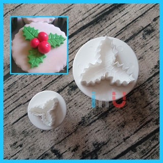 [Ảnh thật] HCM -Bộ 2 khuôn cutter Lá Holly Xmas giáng sinh nhấn bánh quy, cắt lá fondant trang trí