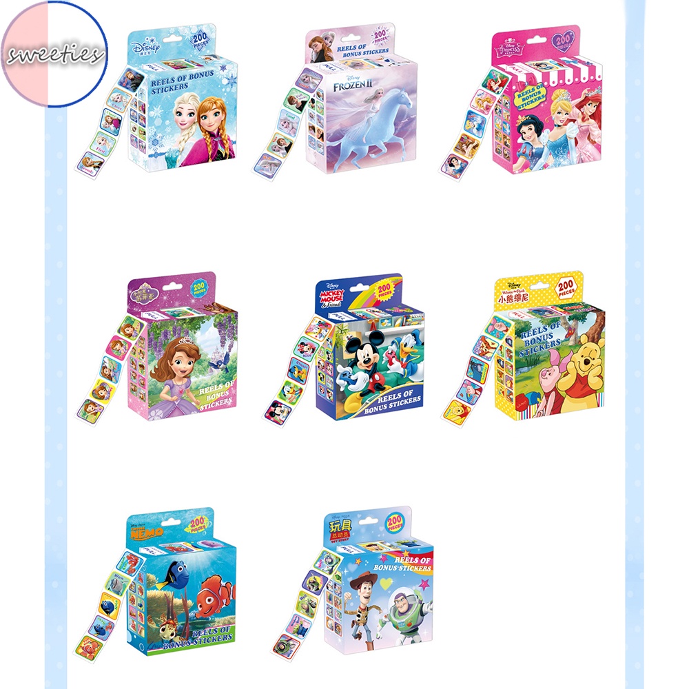 Cuộn 200 Sticker Hoạt Hình Xinh Xắn Dùng Trong Trang Trí