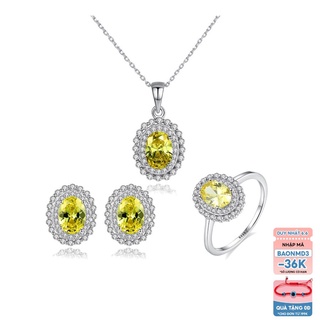 Bộ Trang Sức Bạc Nữ Thiết Hình Bông Hoa Đính Đá Màu Vàng Sang Trọng Cho Nữ BNT-15-Bảo Ngọc Jewelry
