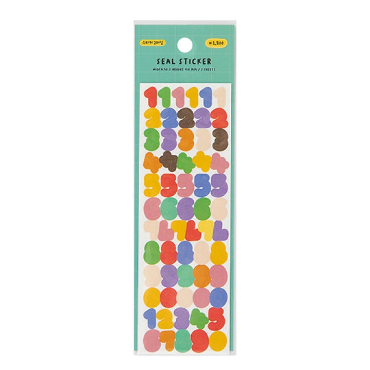 Set 2 Tấm Nhãn Dán ARTBOX Hàn Quốc Bảng Số In Kiểu Bong Bóng Nhiều Màu Sắc