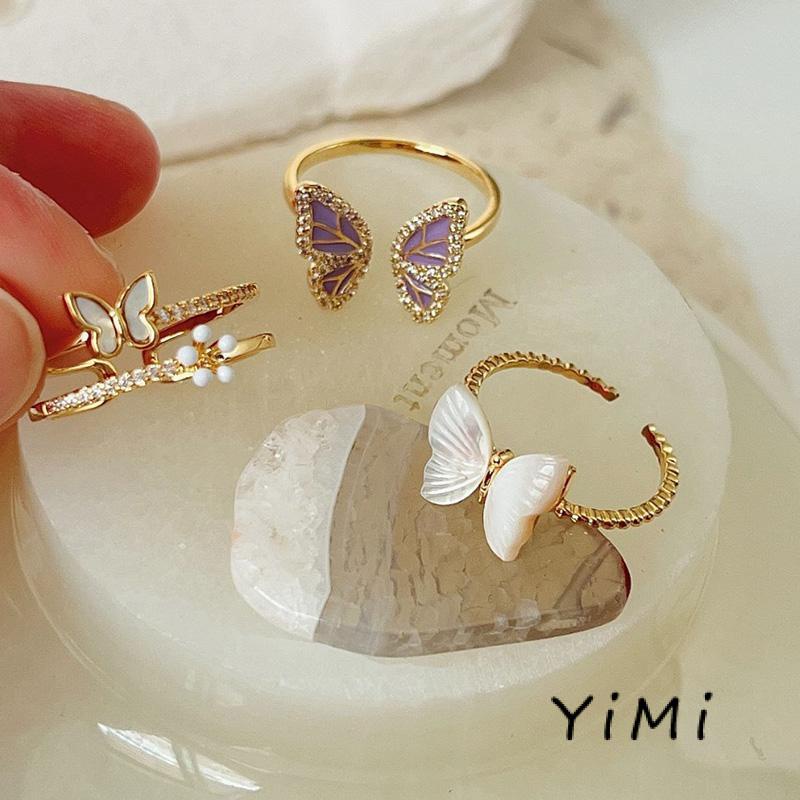 Nhẫn Hình Bướm Đính Ngọc Trai Nhân Tạo Thời Trang