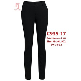 Quần tây nữ lưng cao 1 nút Màu đen C935-17