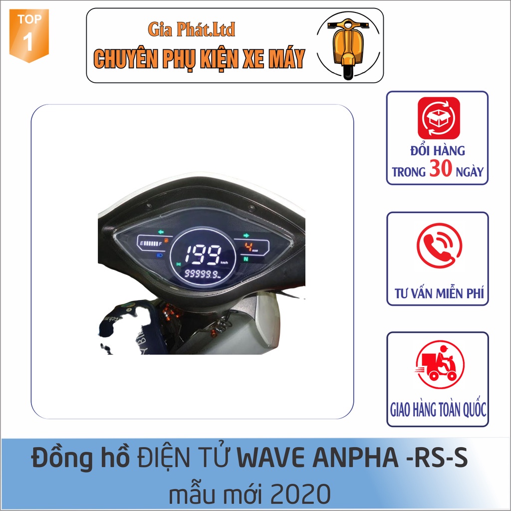 ✷Đồng hồ Điện Tử dành cho xe Wave alpha - RS- S100 kiểu dáng 2020- SPD-1377(2169)