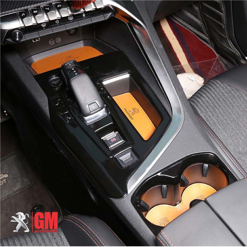 ✙▲Lót hốc để đồ xe Peugeot bằng Da cao cấp 3008 và 5008, lọc hộc chứa trung tâm, cánh cửa vị trí cần đi số dễ vệ sin