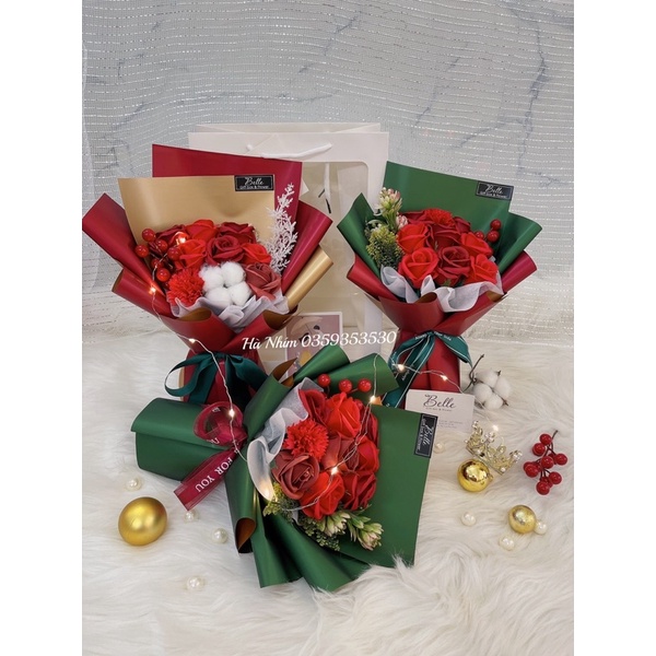Túi hoa ngày Giáng sinh, noel tặng kèm túi thiệp đèn