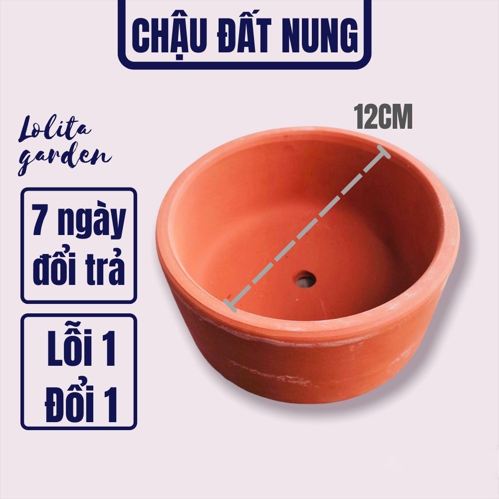 CHẬU ĐẤT NUNG TRÒN NÂU SIÊU XINH SIÊU KHỎE LỖI 1 ĐỔI 1