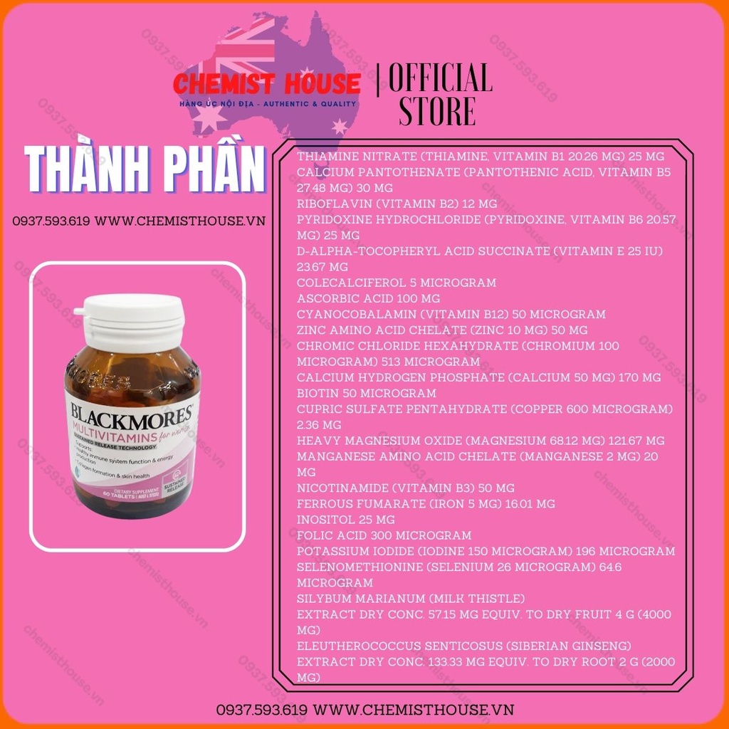 Vitamin tổng hợp cho phụ nữ Blackmores Multivitamin for Women