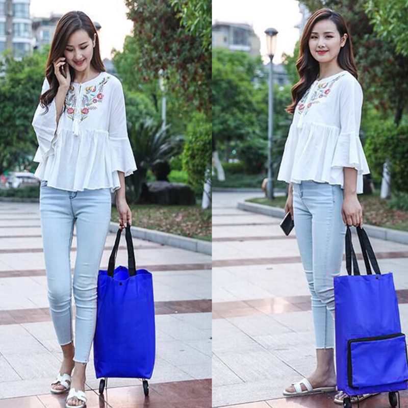 Xe Đẩy Mua Sắm Leo Cầu Thang Có Tay Cầm Gọn Nhẹ Và Tháo Rời Kèm Túi Đựng Tiện Lợi