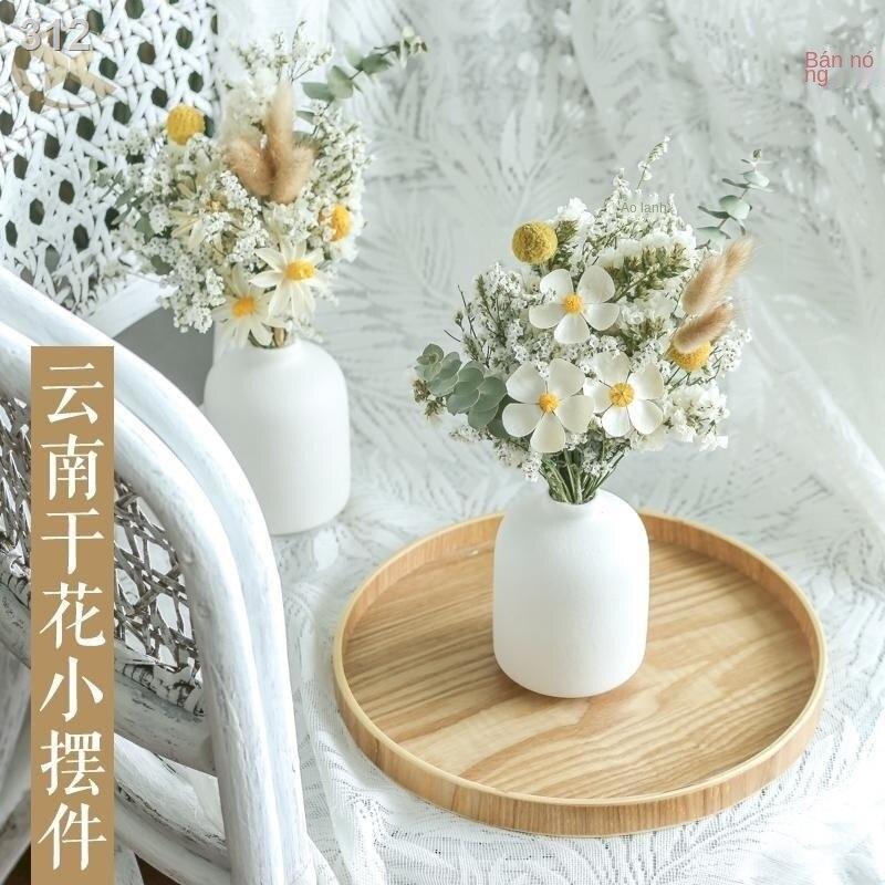 【sản phẩm sale】Bó hoa khô cao cấp nhỏ phòng khách, bình cắm hoa, sang trọng nhẹ, để bàn cấp,
