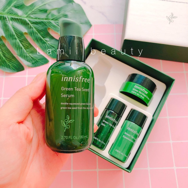 SET DƯỠNG DA TRÀ XANH MỚI RA BẢN MỚI SIÊU SIÊU HOT INNISFREE GREEN TEA SEED SERUM