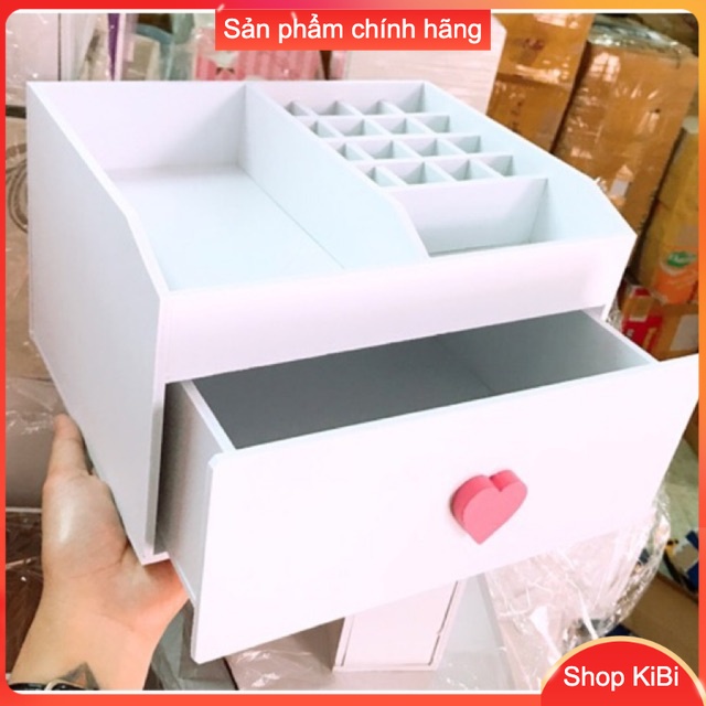 Kệ Mỹ Phẩm trắng tim hồng 16 ô son 25cm