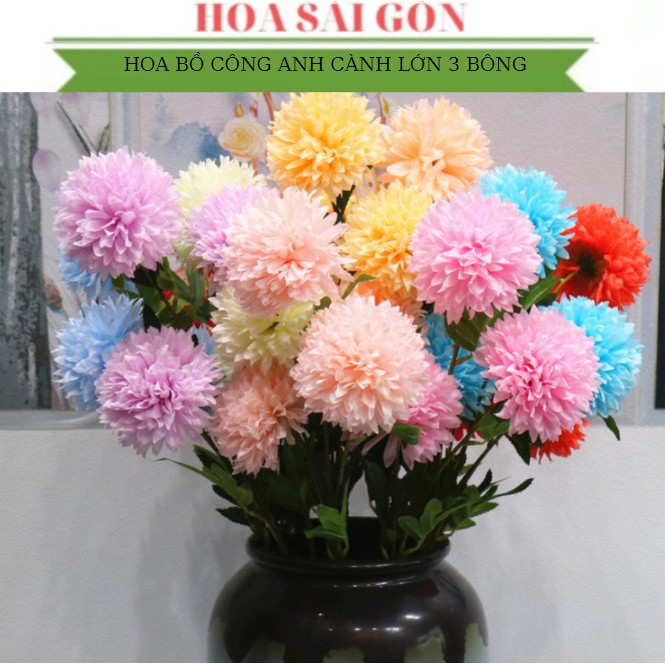 [Hoa giả sài gòn] Hoa lụa Bồ Công Anh cành 3 bông Decor siêu đẹp mang đến vẻ đẹp quý phái sang trọng