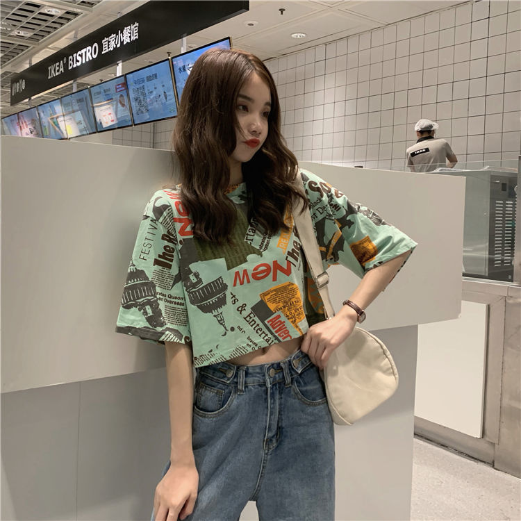 Áo Thun GavinBrown Tay Ngắn In Hình Cá Tính Thời Trang Hàn Quốc Dành Cho Nữ