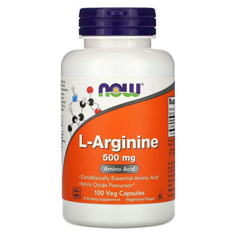 Viên uống Now L- Arginine 500mg Bổ sung Axit Amin Hỗ trợ chức năng gan, tăng cường lưu lượng máu 250 Viên