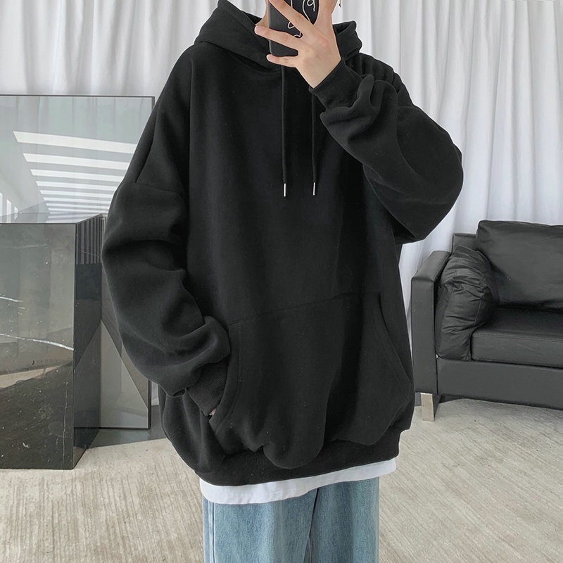 Áo Hoodie Tay Dài Dáng Rộng Phong Cách vintage Hong Kong Cho Nam Tf1