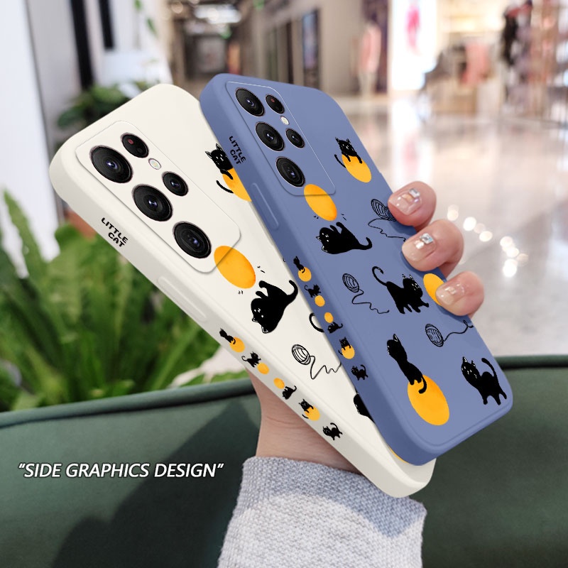 Ốp Điện Thoại In Hình Mèo Kèm Dây Đeo Cho samsung galaxy s23 s22 fe ultra plus