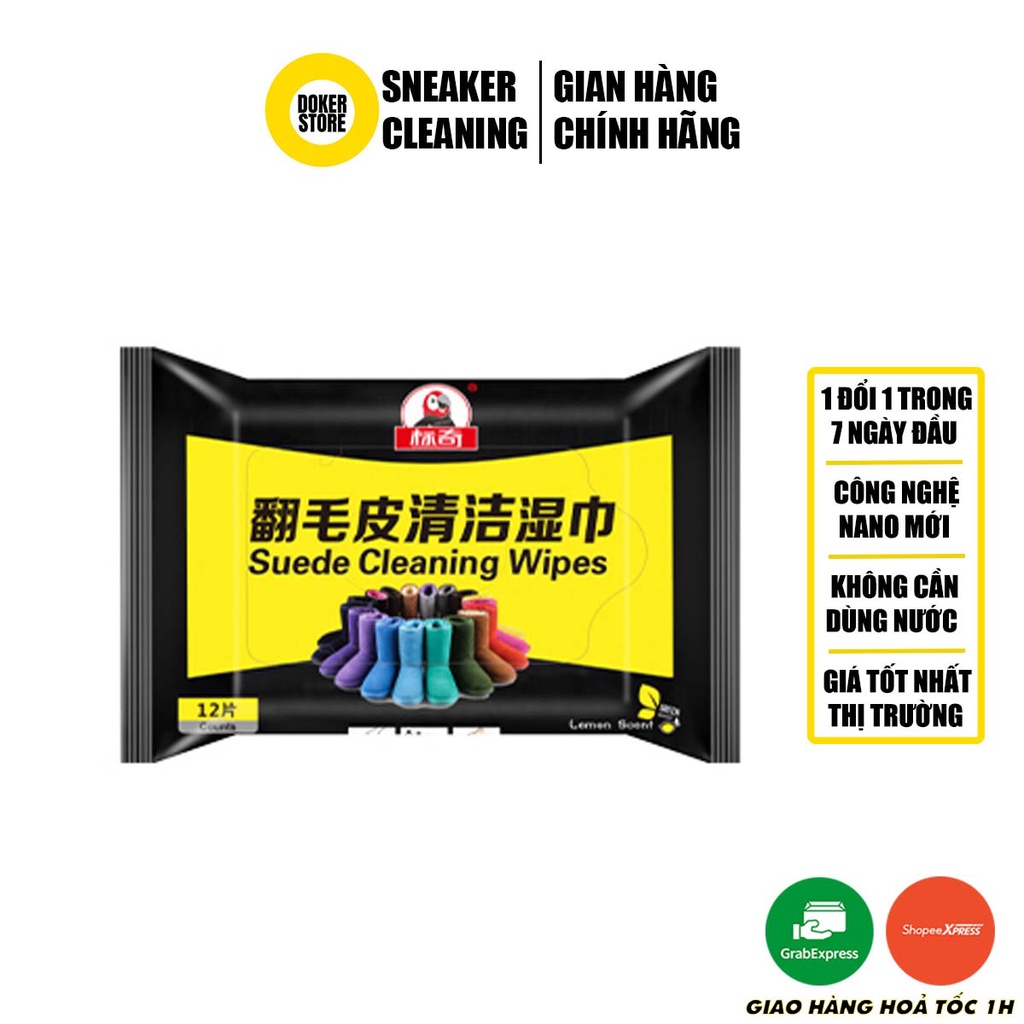 Khăn lau vệ sinh giày da lộn Suede Cleaning Wipes đa năng 12 khăn