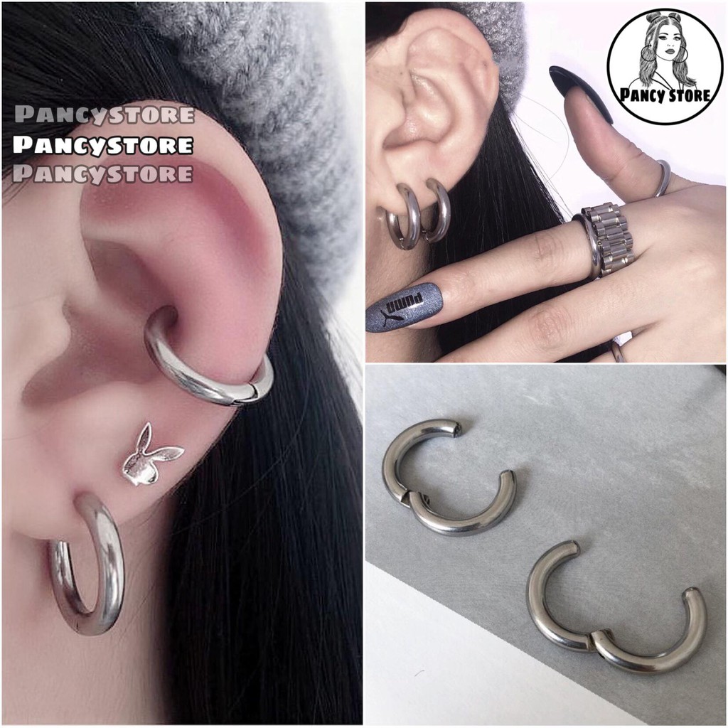 kẹp tai nam nữ không cần xỏ lỗ titan tròn - khuyên G-dragon BTS cực chất