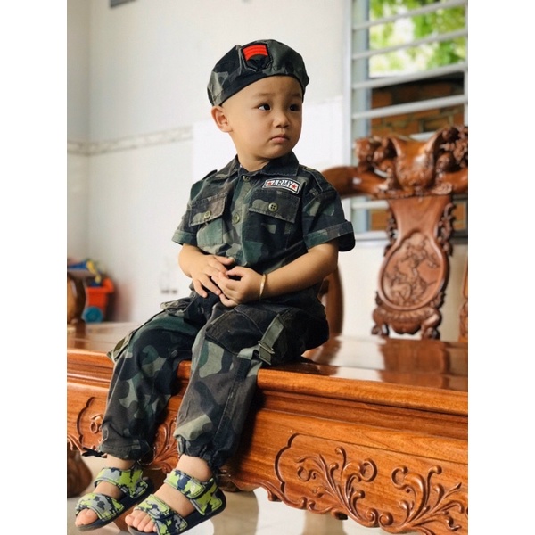 Bộ quần áo lính rằn ri cho bé siêu cool ngầu cho bé 10-30kg