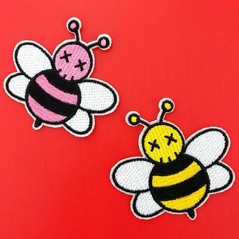 ☸ Fashion Brand - KAWS &amp; D I O R HOMME Patch ☸ 1Pc Pink Bee / Yellow Bee Diy Sew on Iron on Patch