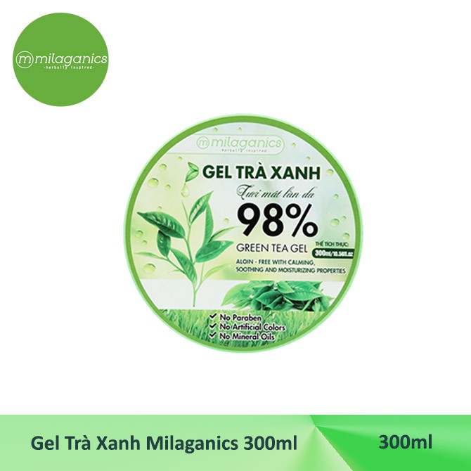 Combo 2 Gel Trà Xanh Tươi Mát Làn Da Milaganics (300ml / Hộp)