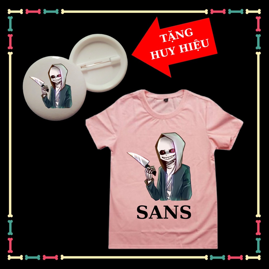 Mẫu Áo hot Game Undertale Bé Sans trẻ em siêu ngầu, kèm huy hiệu Sans
