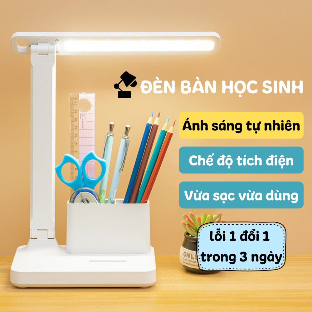 Đèn Học Để Bàn, Đèn Học Cho Bé Kèm Ống Đựng Bút Tiện Dụng Tiết Kiệm Điện THANH XUÂN 98
