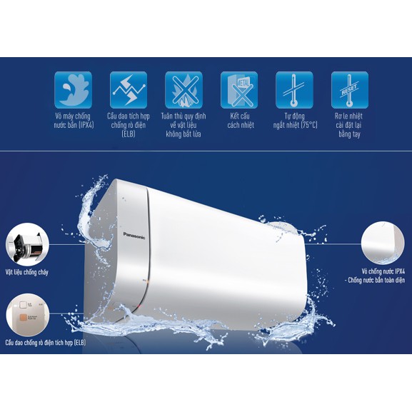 Máy nước nóng gián tiếp 20L Panasonic chính hãng nhập khẩu Malaysia giá rẻ, thiết kế hiện đại DH-20H