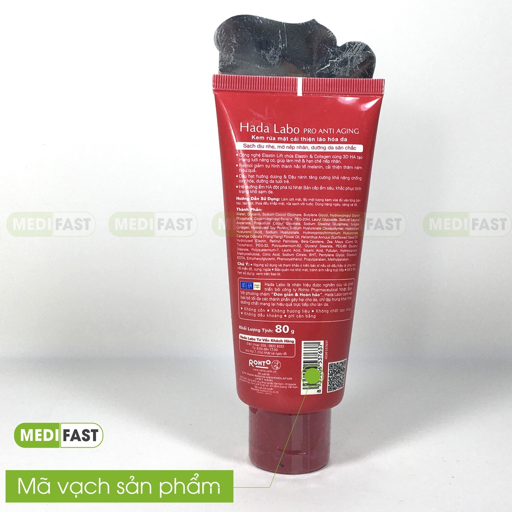 Kem rửa mặt Hada labo Pro Anti Aging 80g - Bổ sung Collagen - Chống lão hóa - dưỡng ẩm, hết khô sạm