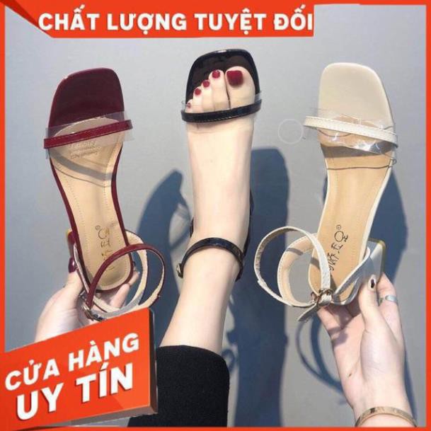Sandal quai mảnh gót 3 cm ảnh thật