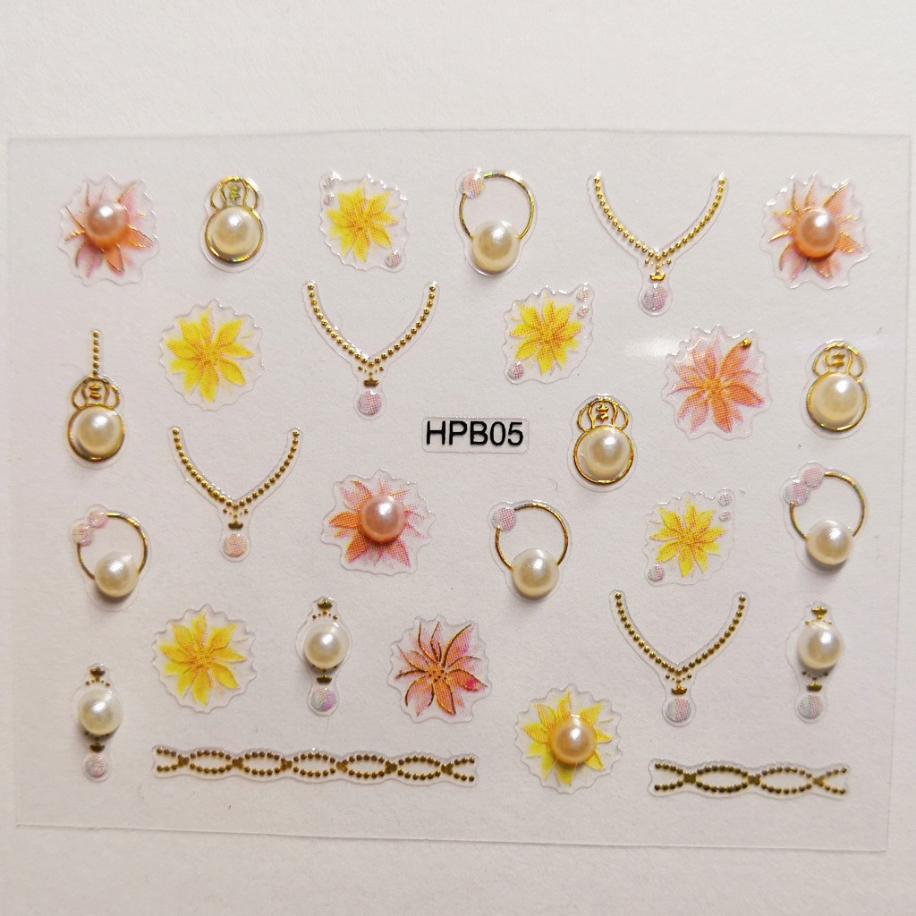 Hình dán ngọc trai giả độc đáo DIY trang trí móng nghệ thuật