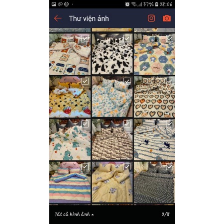 Chăn phao cotton poly chần bông mút dày dặn 1m9x2m1 . Chat thêm mẫu