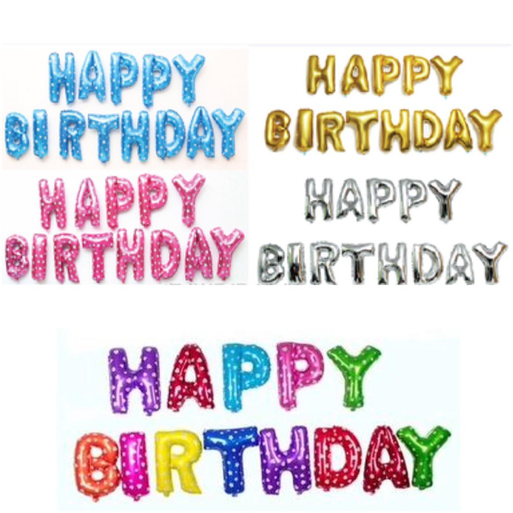 Set 13 Chữ HAPPY BIRTHDAY Bong bóng kiếng tiệc sinh nhật - Alphabet Balloon Set Happy Birthday