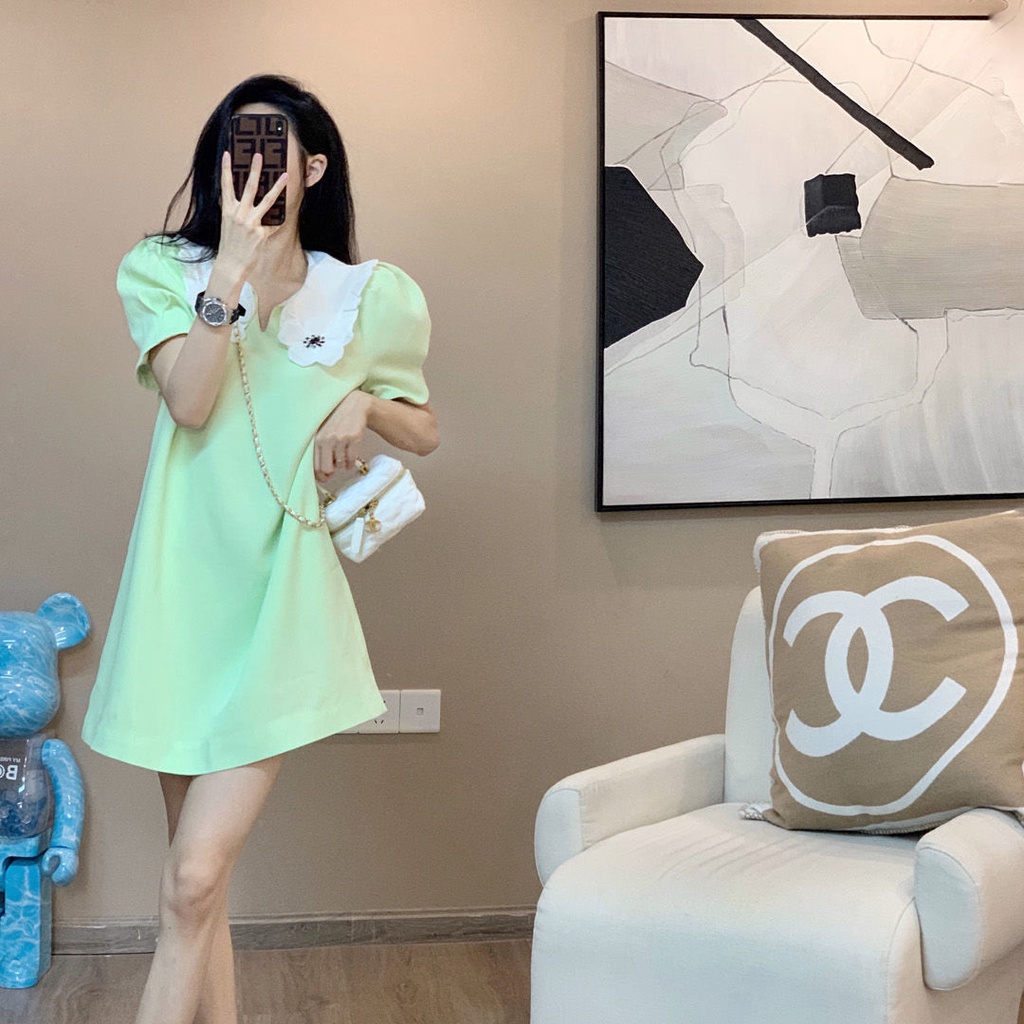 Đầm Dệt Kim Vải Lụa Lạnh Dáng Rộng Thiết Kế Ngọt Ngào Cho Nữ  tao bao