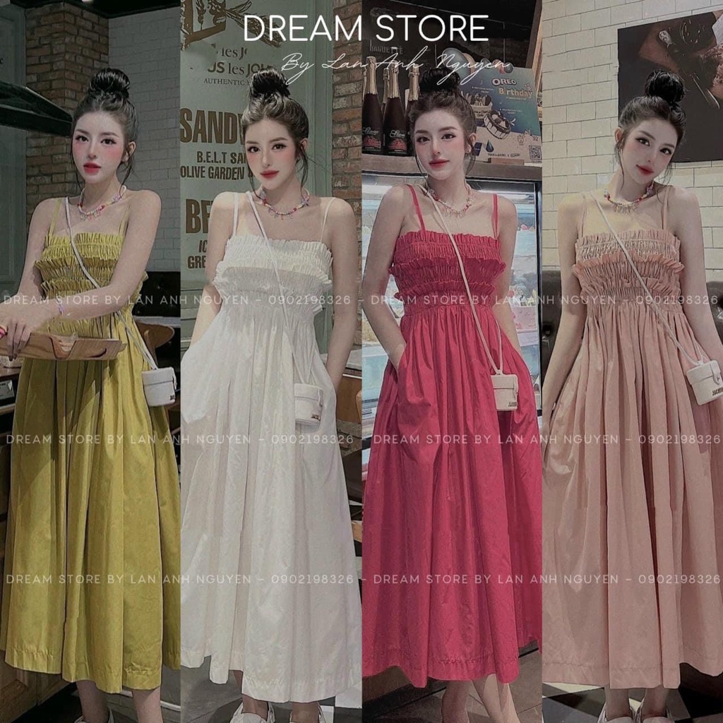 đầm 2 dây nhúm ngực - mẫu siêu dễ thương TT 92