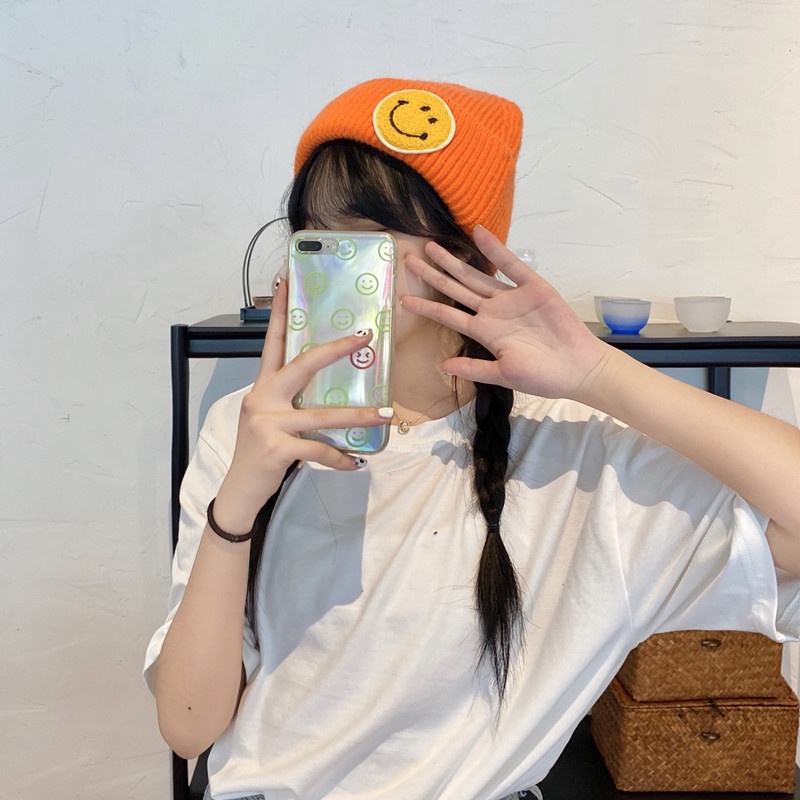 Nón len đan hình mặt cười thời trang Hàn Quốc cho nữ