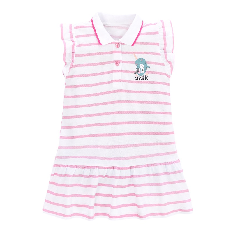 Mã S1046 váy hồng sọc cổ polo chân váy đuôi cá của Liltte Maven cho bé gái