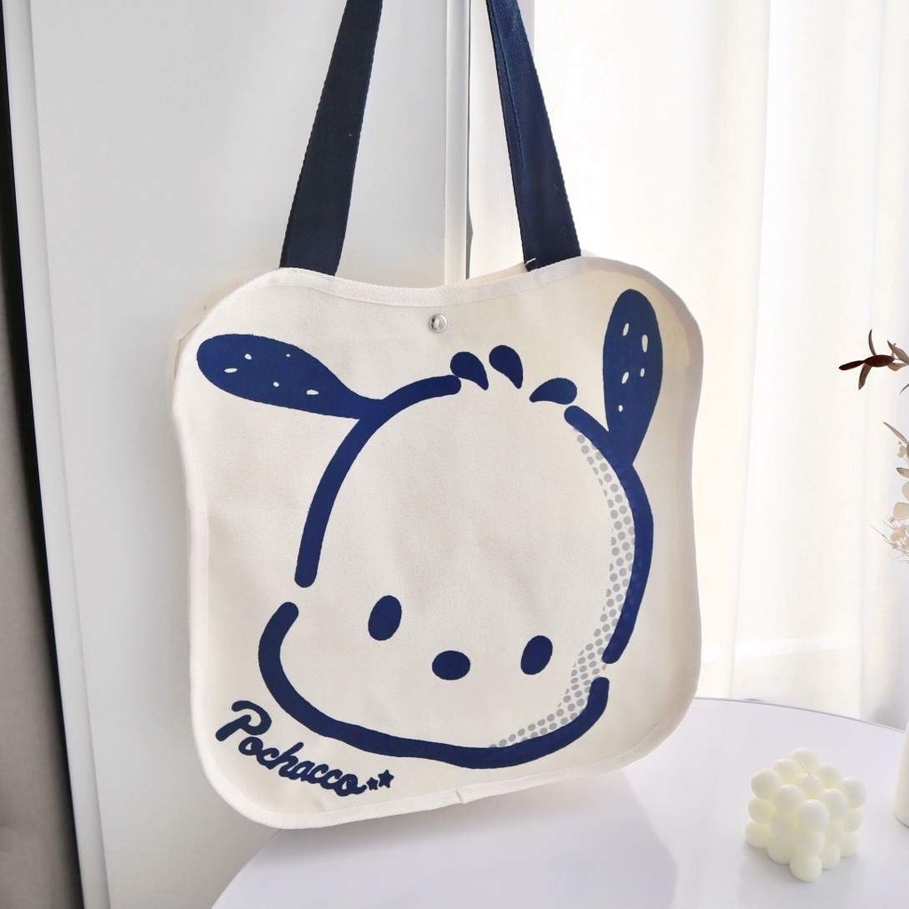 Cute Sanrio Pochacco Puppy Phim hoạt hình dễ thương túi vải túi cô gái túi học sinh túi xách túi vai túi mua sắm túi túi môi trường