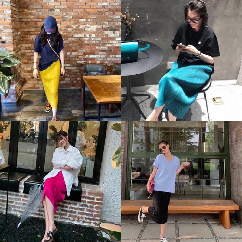 (Hàng sẵn + Có ảnh thật) Chân váy xếp ly 4 màu