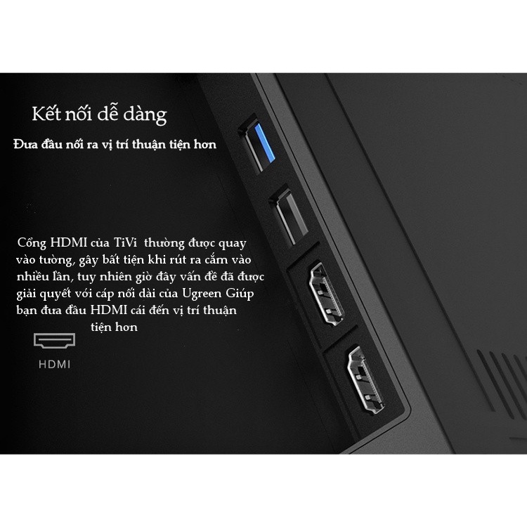 Cáp HDMI nối dài 0.5m 1m 2m 3m Ugreen 10140 10141 10142 màu đen - Hàng chính hãng
