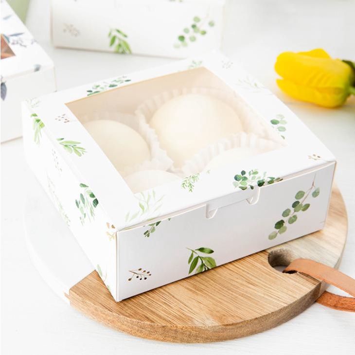 Hộp đựng bánh nắp kính họa tiết hoa nhí