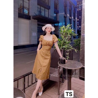 váy thô tay bồng rúm ngực
