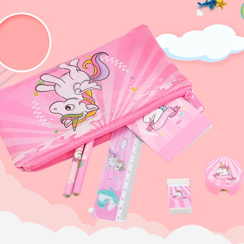 Set văn phòng phẩm 6 món phong cách kì lân xinh xắn cho các bé