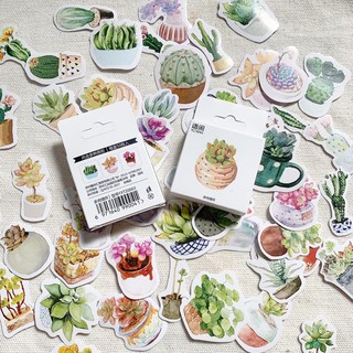 Set 50 Sticker phong cách vẽ Ulzzang dán sổ tay Bullet Journal, trang trí mũ bảo hiểm, DIY