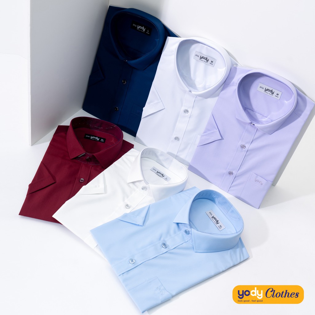 Áo sơ mi nam ngắn tay YODY vải lụa nến cao cấp khô thoáng giữ form SNM4003 | BigBuy360 - bigbuy360.vn