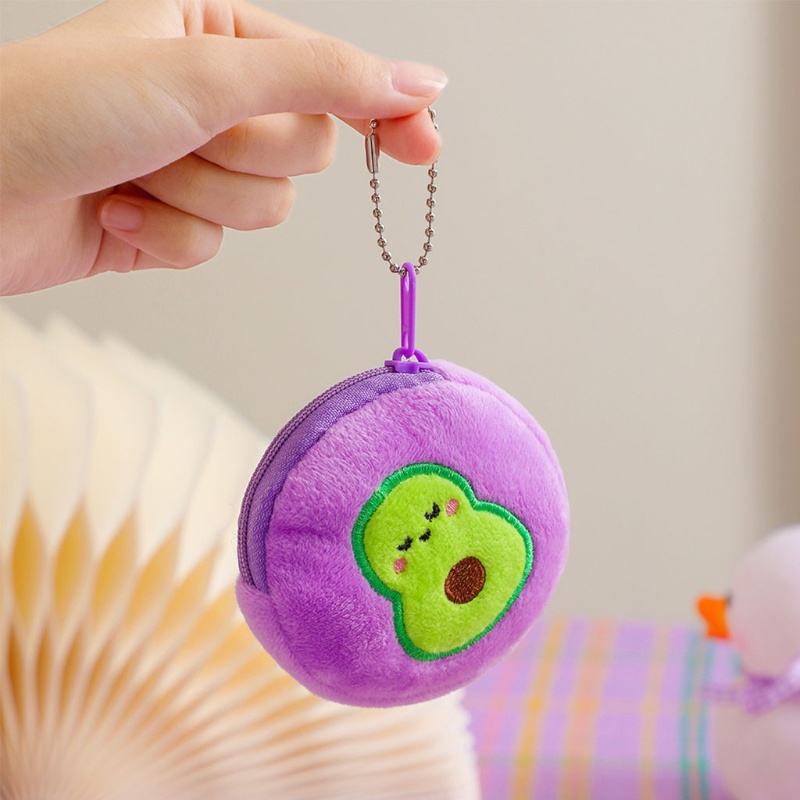 Ví Đựng Tiền Xu Bằng Vải Bông Thêu Họa Tiết Trái Bơ Hoạt Hình Dễ Thương Cho Bé Gái
