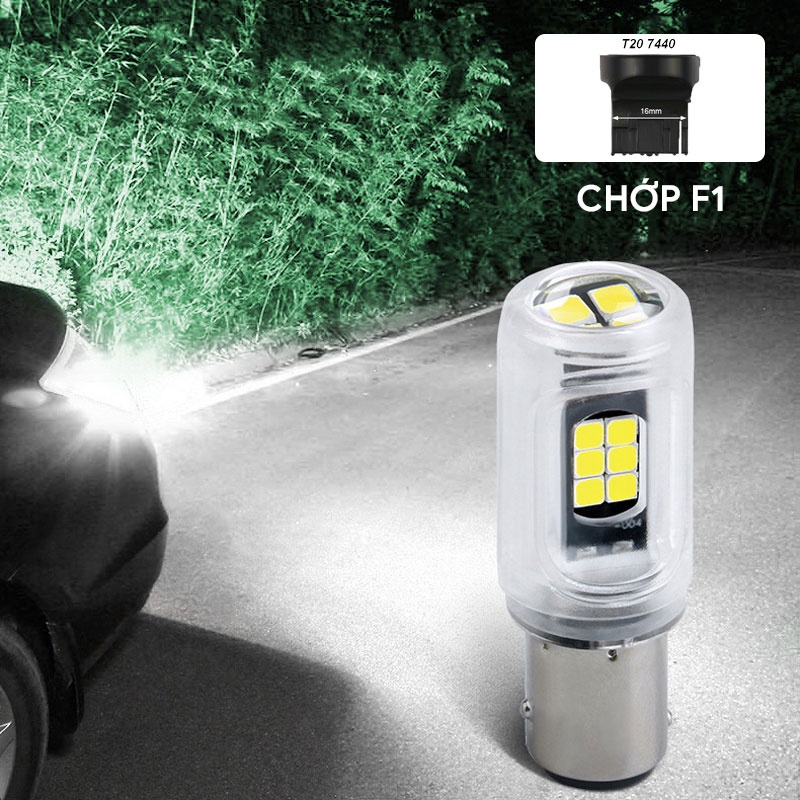 Đèn hậu, báo rẽ LED T20 7440 + chớp F1  chip 3030 1153030-16