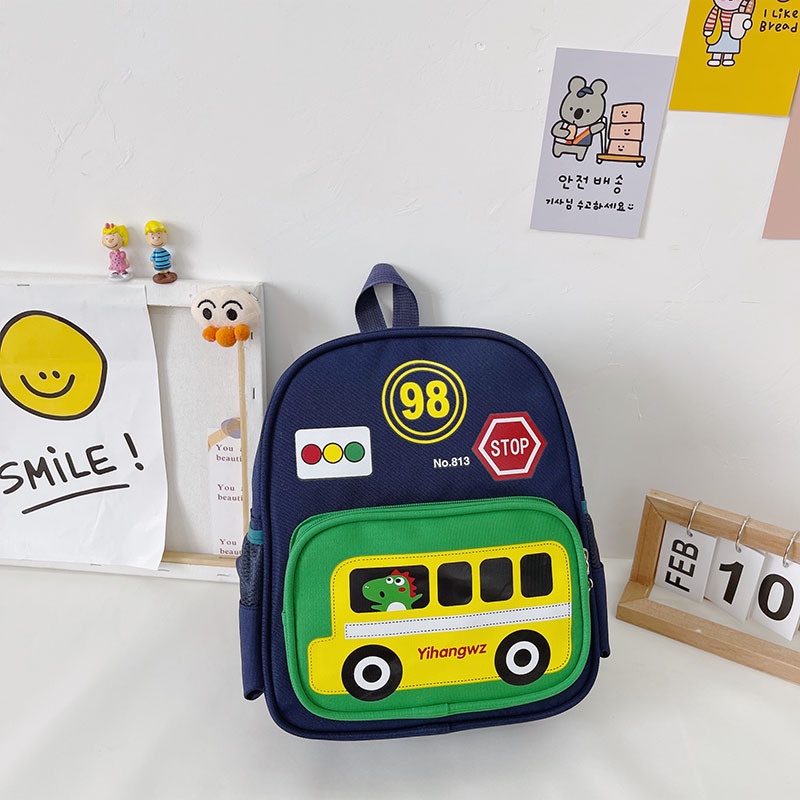 Balo trẻ em, balo cho bé đi học mẫu giáo mầm non hình ô tô xinh xắn chất liệu cao cấp BinBoKids